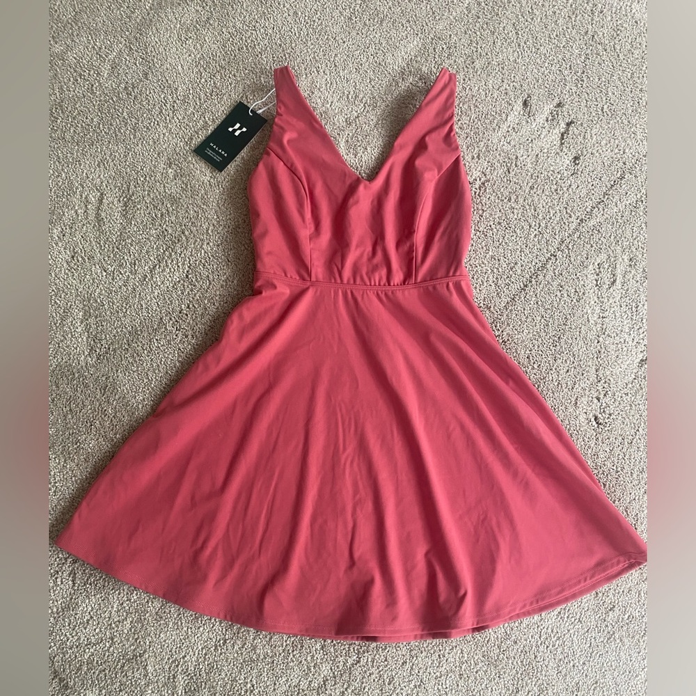 HALARA Pink A-Line V-Neck Sundress for Weddings